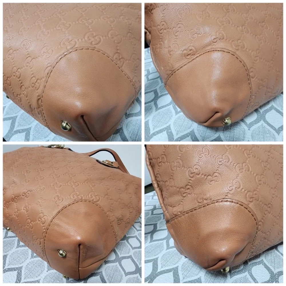 Authentic GUCCI Guccissima Large Heart Bit Charm Top Handle Satchel Bag Peach